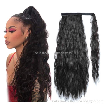 Wear Many Different Color Ombre Silk Curl Faux Fiber Hair Synthetic Wrap Around whiskers long curly hair Magic Paste Ponytail